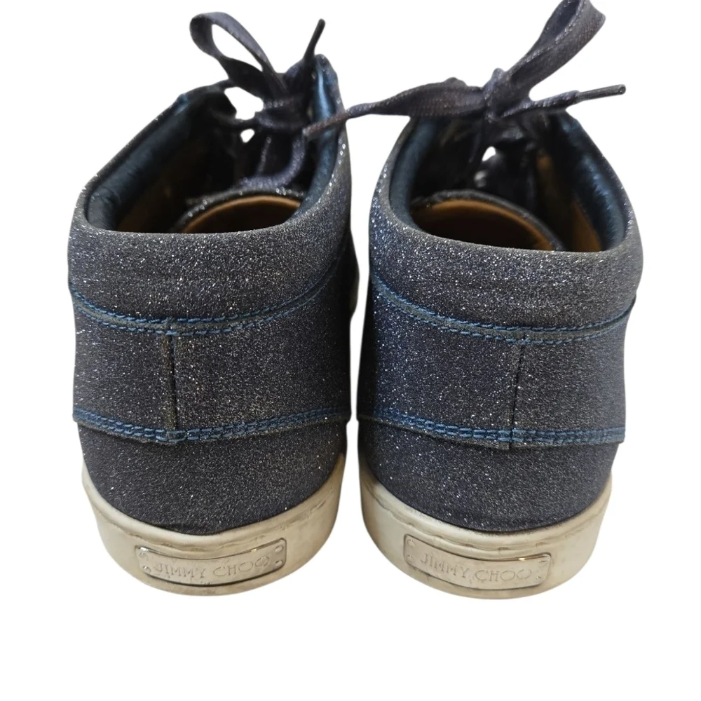 Jimmy Choo Blue Fine Glitter Miami Sneakers Size 37.5